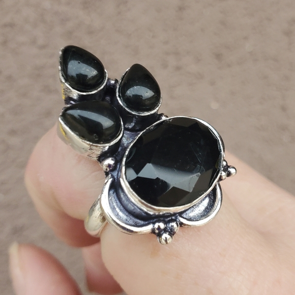 New Black Onyx 925 Silver Ring. - Picture 4 of 16